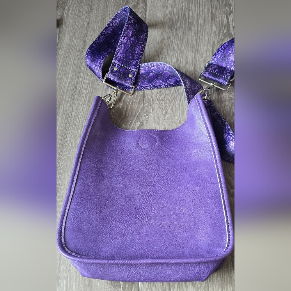 Versatile Jewel Toned Purple Crossbody Snake Print Guitar Strap + Solid Strap - Picture 7 of 10